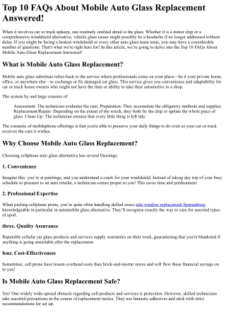 Your Worst Nightmare About side window replacement Spartanburg Come to Life