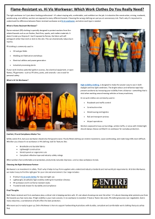 Flame-Resistant vs. Hi Vis Workwear Which Work Clothes Do You Really Need
