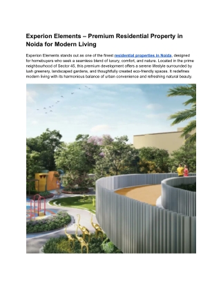 Residential Property in Noida _ Experion Elements