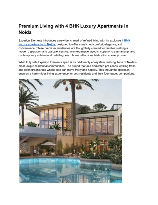 4 BHK Luxury Apartments In Noida  _ Experion Elements