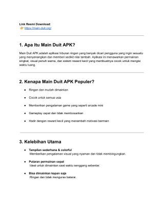 Main Duit APK – Panduan & Penjelasan Lengkap