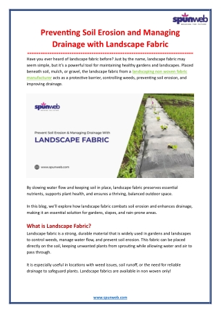 Preventing Soil Erosion and Managing Drainage with Landscape Fabric