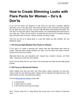 How to Create Slimming Looks with Flare Pants for Women – Do’s & Don’ts