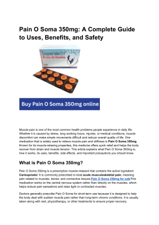 Pain O Soma 350mg_ A Complete Guide to Uses, Benefits, and Safety