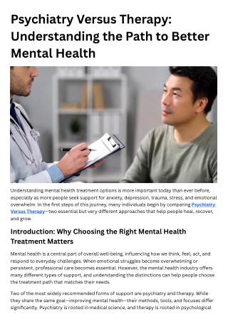 How to Choose the Right Path in Psychiatry Versus Therapy