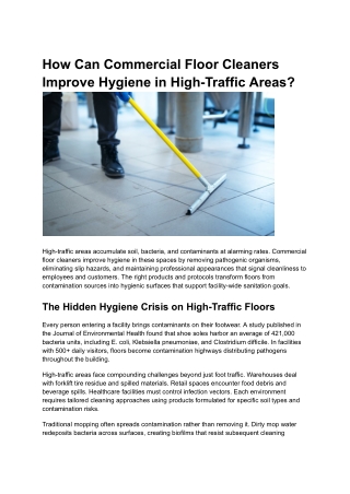 How Can Commercial Floor Cleaners Improve Hygiene in High-Traffic Areas_