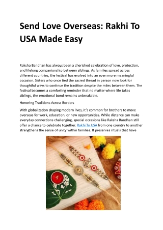 Send Rakhi to USA