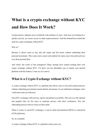 What is a crypto exchange without KYC and How Does It Work_