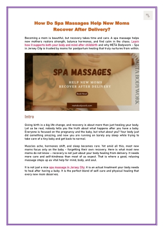 How Do Spa Massages Help New Moms Recover After Delivery?