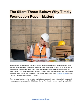 The Silent Threat Below_ Why Timely Foundation Repair Matters