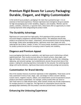 Premium Rigid Boxes for Luxury Packaging_ Durable, Elegant, and Highly Customizable