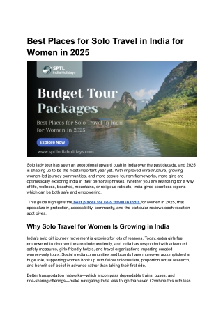 Safest Solo Travel Destinations in India You Must Visit in 2025