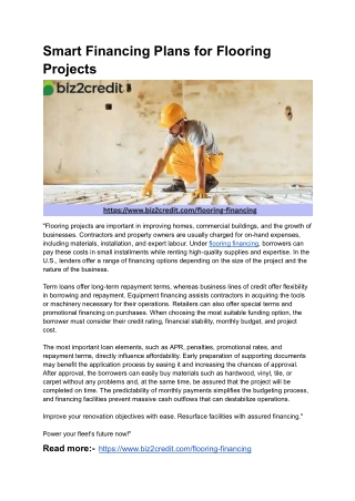 Flexible Loan Options for Flooring Businesses