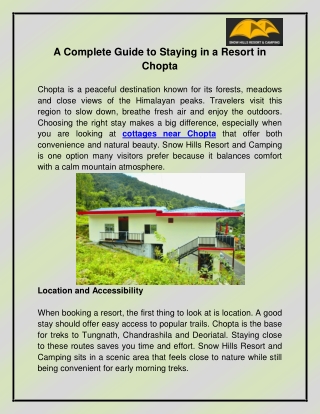 Cottages near Chopta