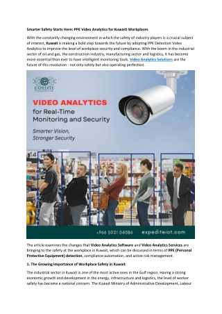 Smarter Safety Starts Here - PPE Video Analytics for Kuwaiti Workplaces