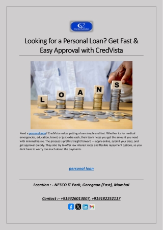 Need a personal loan? CredVista makes getting a loan