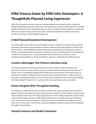 Eiffel Vivassa Estate by Eiffel Infra Developers A Thoughtfully Planned Living Experience