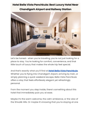 Hotel Bella Vista Panchkula: Best Luxury Hotel Near Chandigarh Airport and Railw