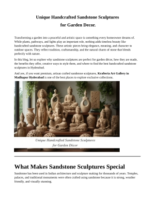 Unique Handcrafted Sandstone Sculptures for Garden Decor