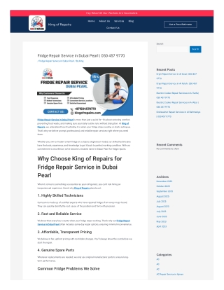 Fridge Repair Service in Dubai Pearl by King of Repairs