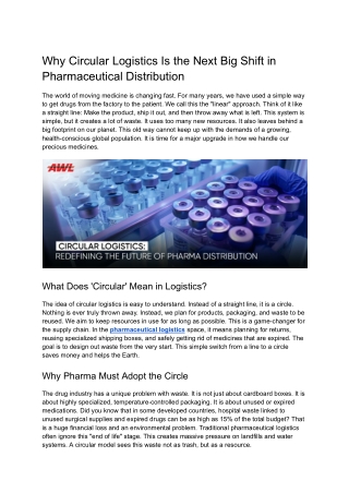 Why Circular Logistics Is the Next Big Shift in Pharmaceutical Distribution