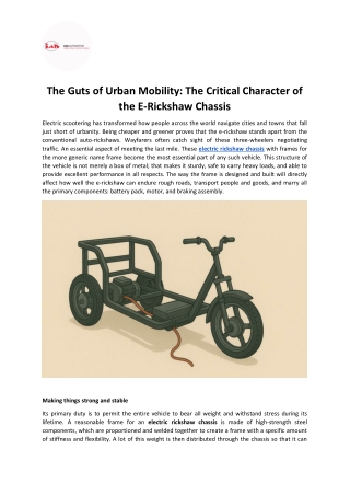 The Guts of Urban Mobility The Critical Character of the E-Rickshaw Chassis