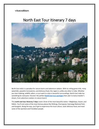 North East Tour Itinerary 7 days