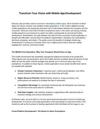 Transform Your Vision with Mobile App Development