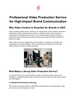 Professional Video Production Service for High-Impact Brand Communication