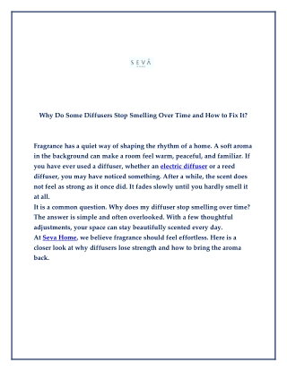 Why Do Some Diffusers Stop Smelling Over Time and How to Fix It