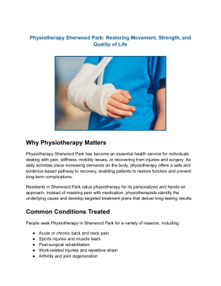Physiotherapy Sherwood Park: Restoring Movement, Strength, and  Quality of Life