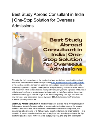 Best Study Abroad Consultant in India _ One-Stop Solution for Overseas Admissions