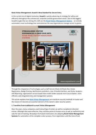 Kiosk Visitor Management - Kuwait’s New Standard for Secure Entry