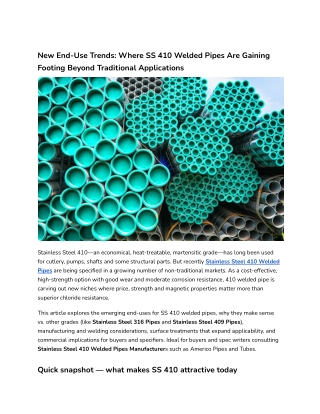 New End-Use Trends_ Where SS 410 Welded Pipes Are Gaining Footing Beyond Traditional Applications