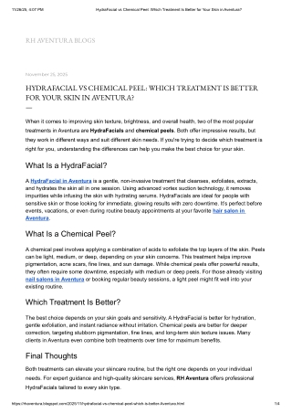 HydraFacial vs Chemical Peel_ Which Treatment Is Better for Your Skin in Aventura_