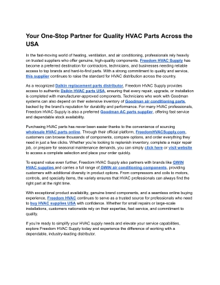 _HVAC Parts Across the USA