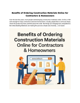 Benefits of Ordering Construction Materials Online for Contractors & Homeowners