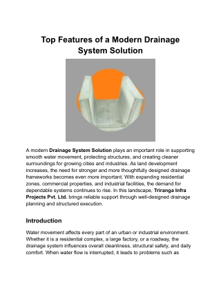 Top Features of a Modern Drainage System Solution