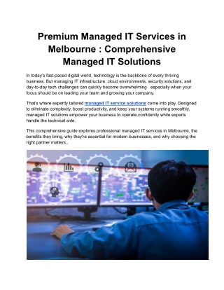 Premium Managed IT Services in Melbourne _ Comprehensive Managed IT Solutions