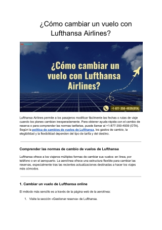 ¿Cómo cambiar un vuelo con Lufthansa Airlines?