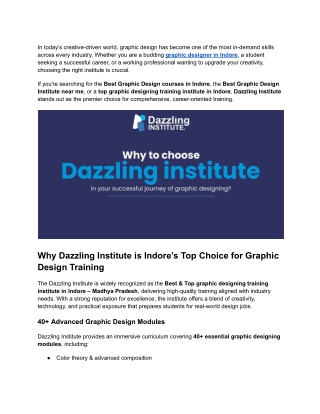 Graphic Designer in Indore_ Upgrade Your Skills with Dazzling Institute's Premier Courses