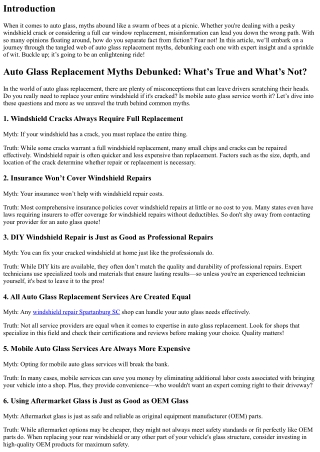 Auto Glass Replacement Myths Debunked: What’s True and What’s Not?