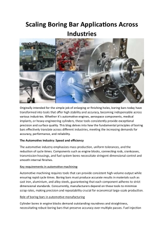 Scaling Boring Bar Applications Across Industries