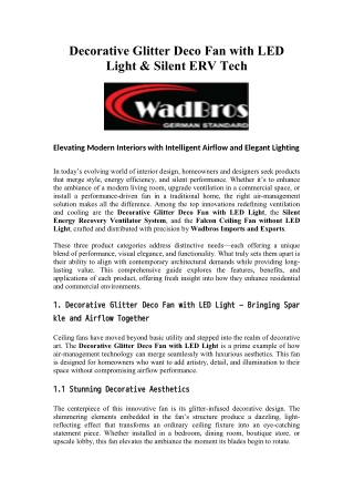 Decorative Glitter Deco Fan with LED Light & Silent ERV Tech