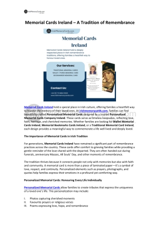 Memorial Cards Ireland – A Tradition of Remembrance