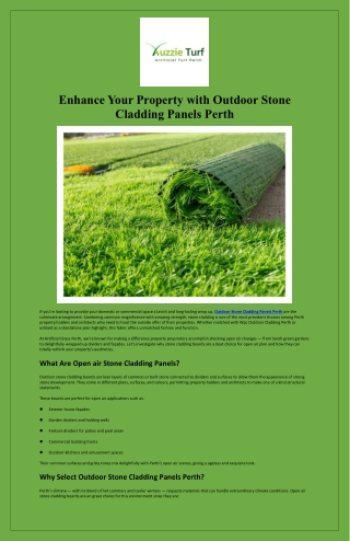 Enhance Your Property with Outdoor Stone Cladding Panels Perth