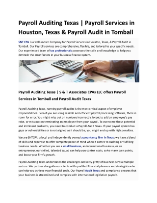Payroll Auditing Texas - SNT CPA
