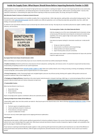 Inside the Supply Chain What Buyers Should Know Before Importing Bentonite Powder in 2025
