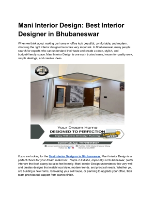 Best Interior Designer in Bhubaneswar