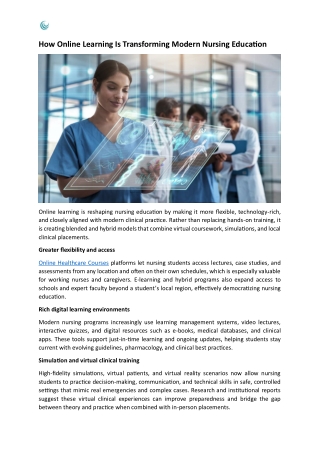 How Online Learning Is Transforming Modern Nursing Education